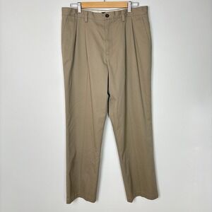 Dockers Mens Classic Fit D3 Pleated‎ Khaki Pants 34x32 (35x30) Tan Office Career
